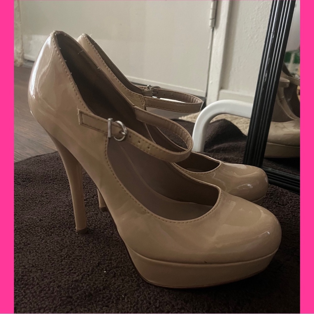 Beige Platform Pump Heels
